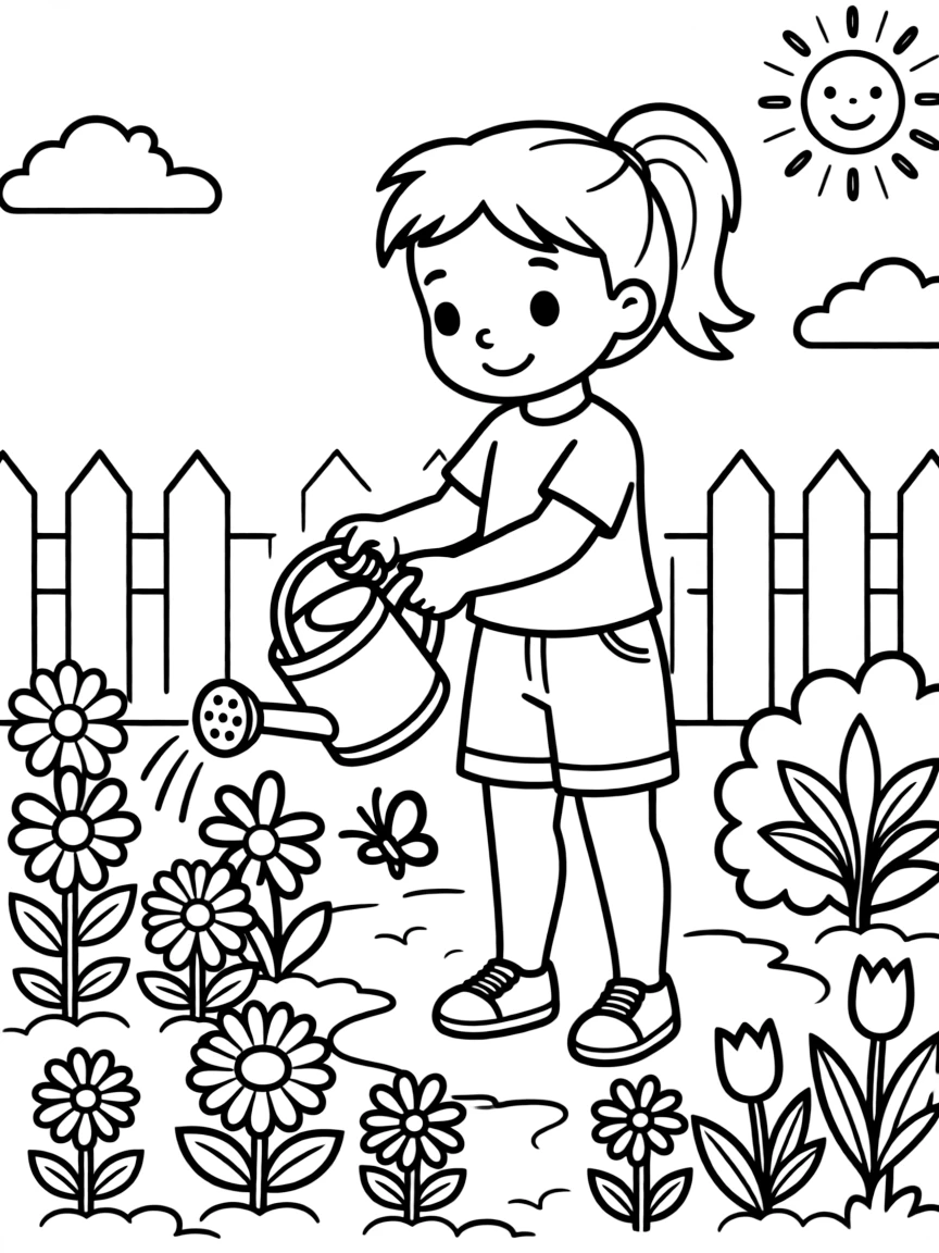 (movie characters) Fiona watering plants.