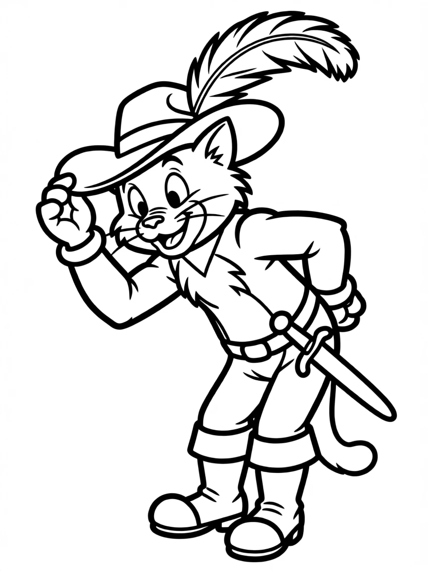 (movie characters) Puss in Boots bowing.