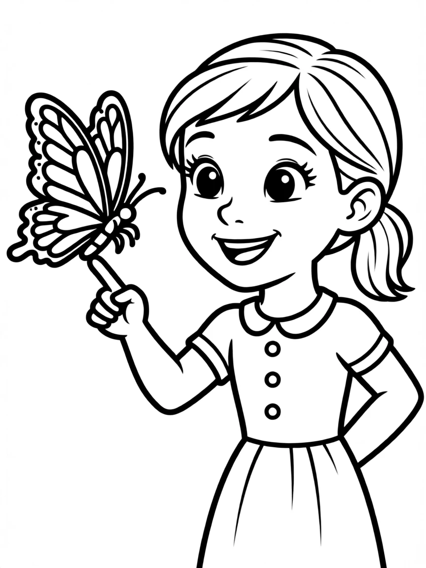(movie characters) Fiona with a butterfly on her finger.