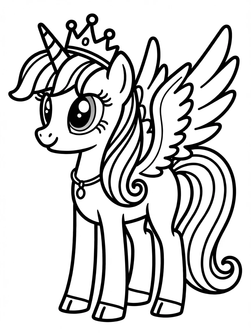 A simple outline of Princess Celestia smiling.