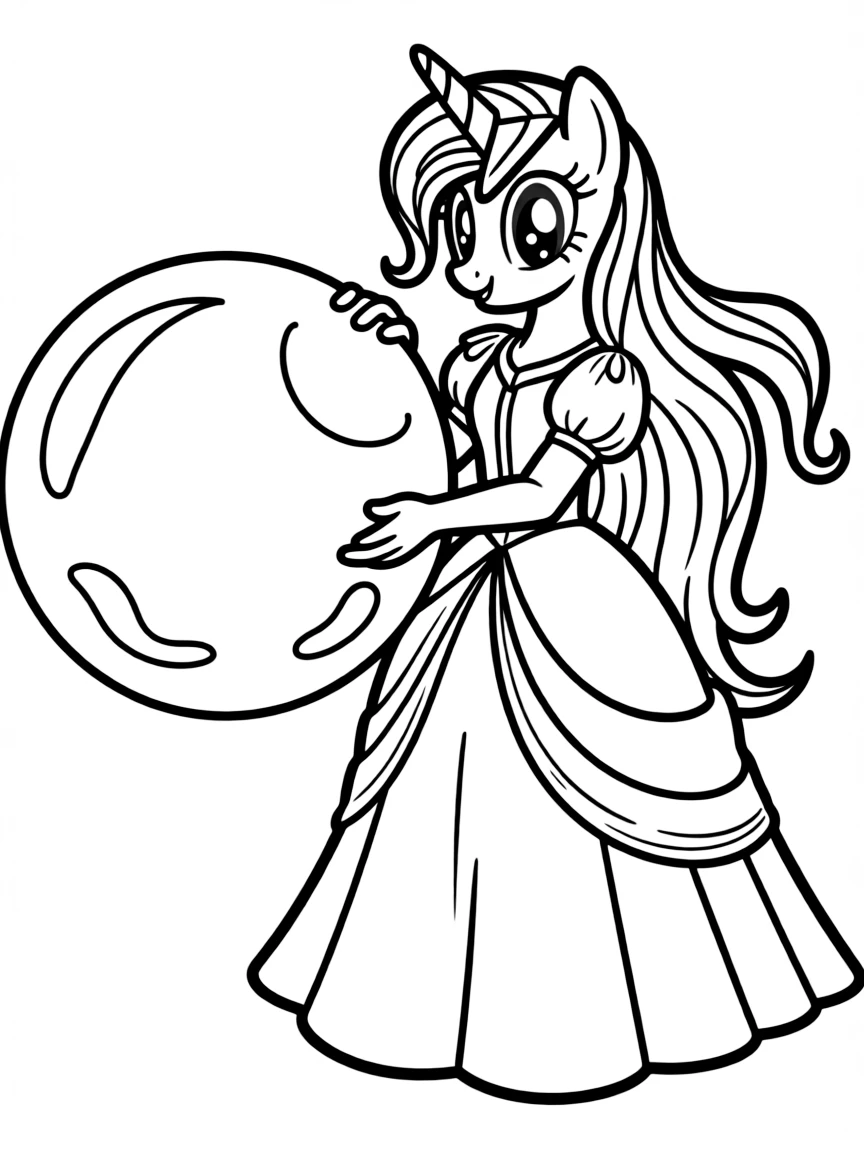A simple outline of Princess Luna lowering the moon.