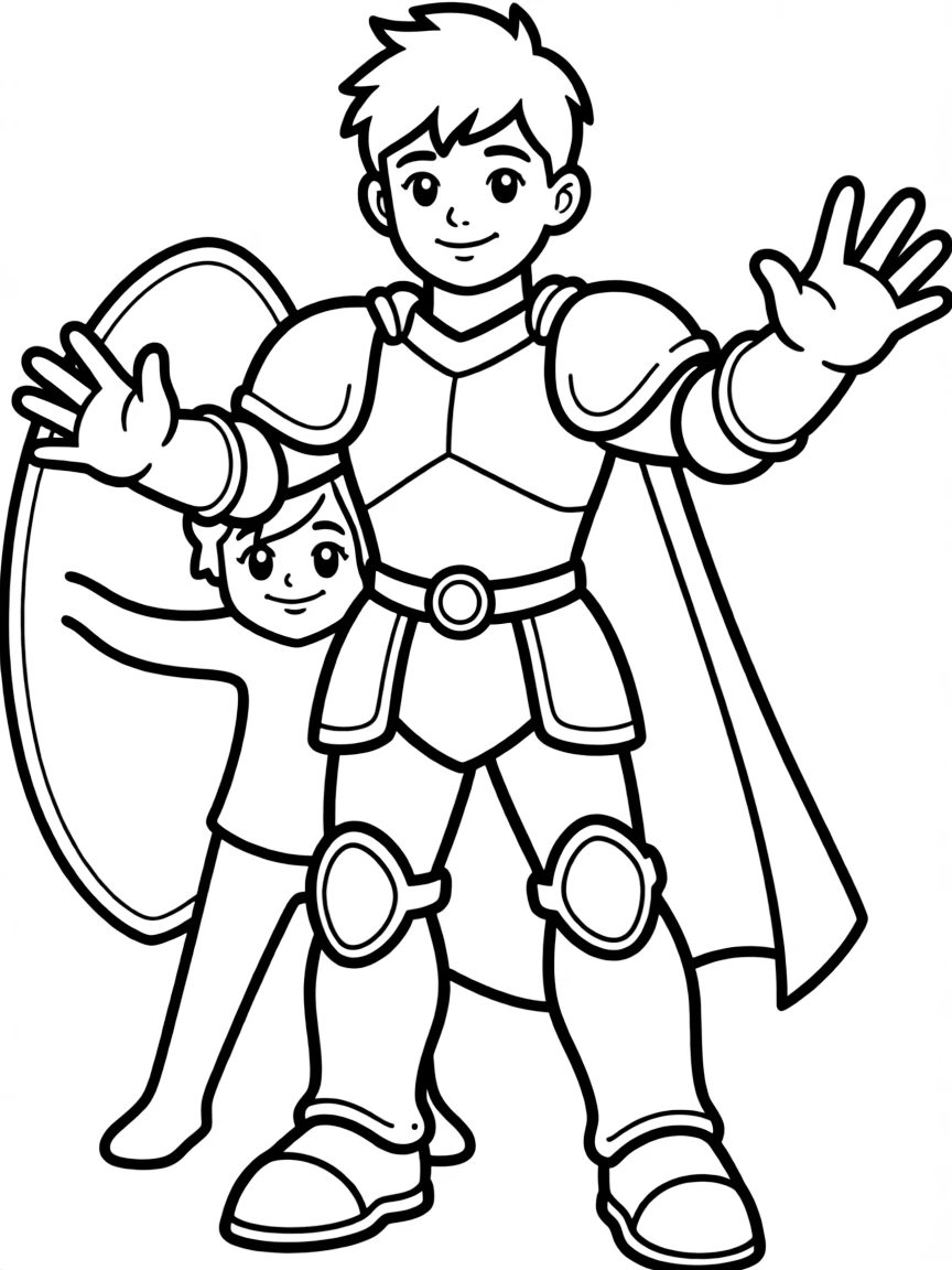 A simple outline of Shining Armor shielding someone.