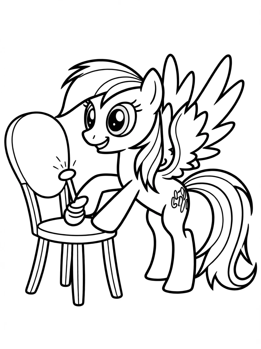 A simple outline of Rainbow Dash playing a prank.
