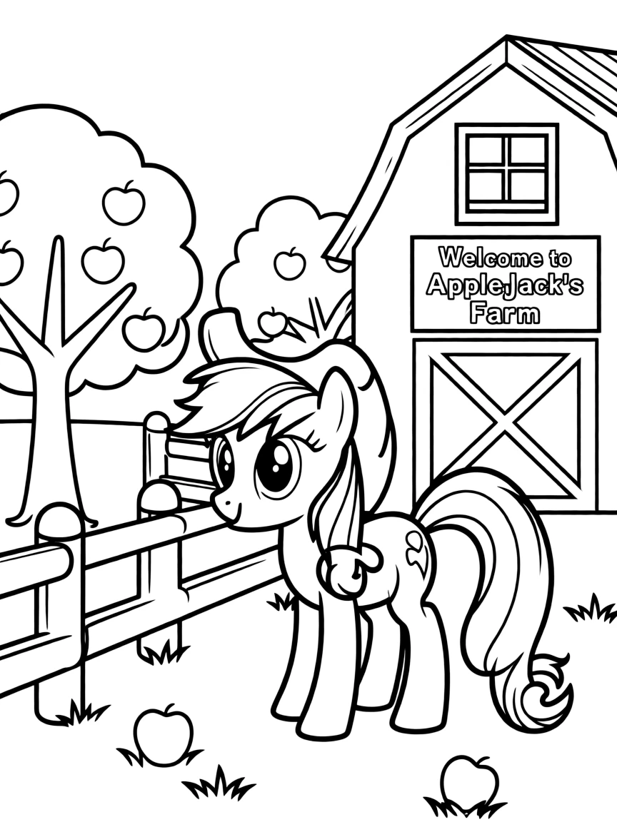A simple outline of Applejack on the farm.