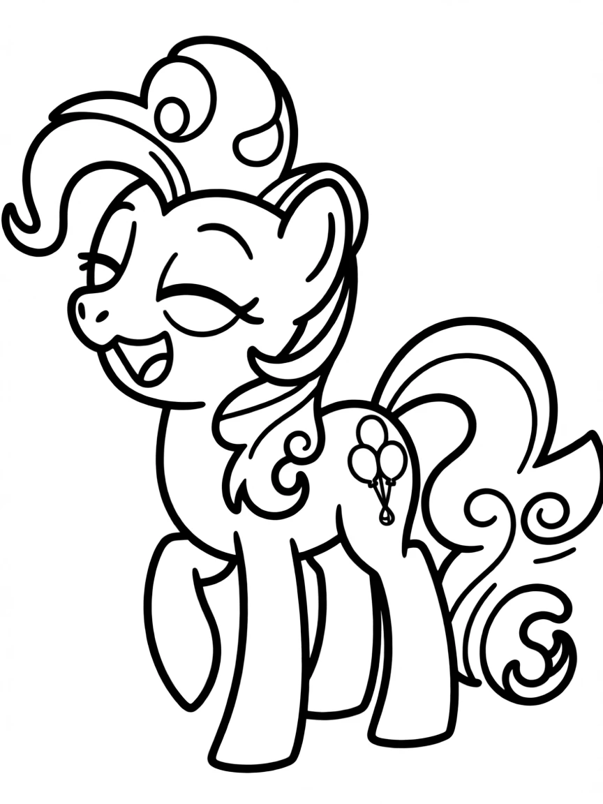 A simple outline of Pinkie Pie giggling.