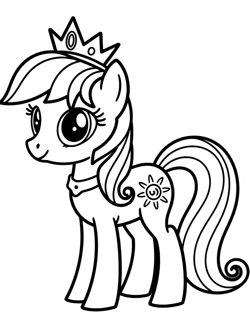 A simple outline of Princess Celestia with a sun cutie mark.