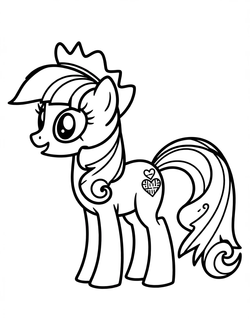 A simple outline of Princess Cadance with a heart cutie mark.