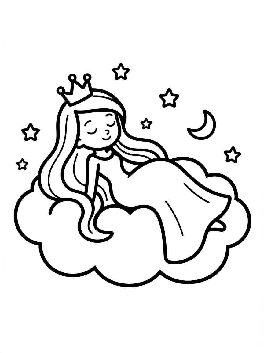 A simple outline of Princess Luna dreaming.