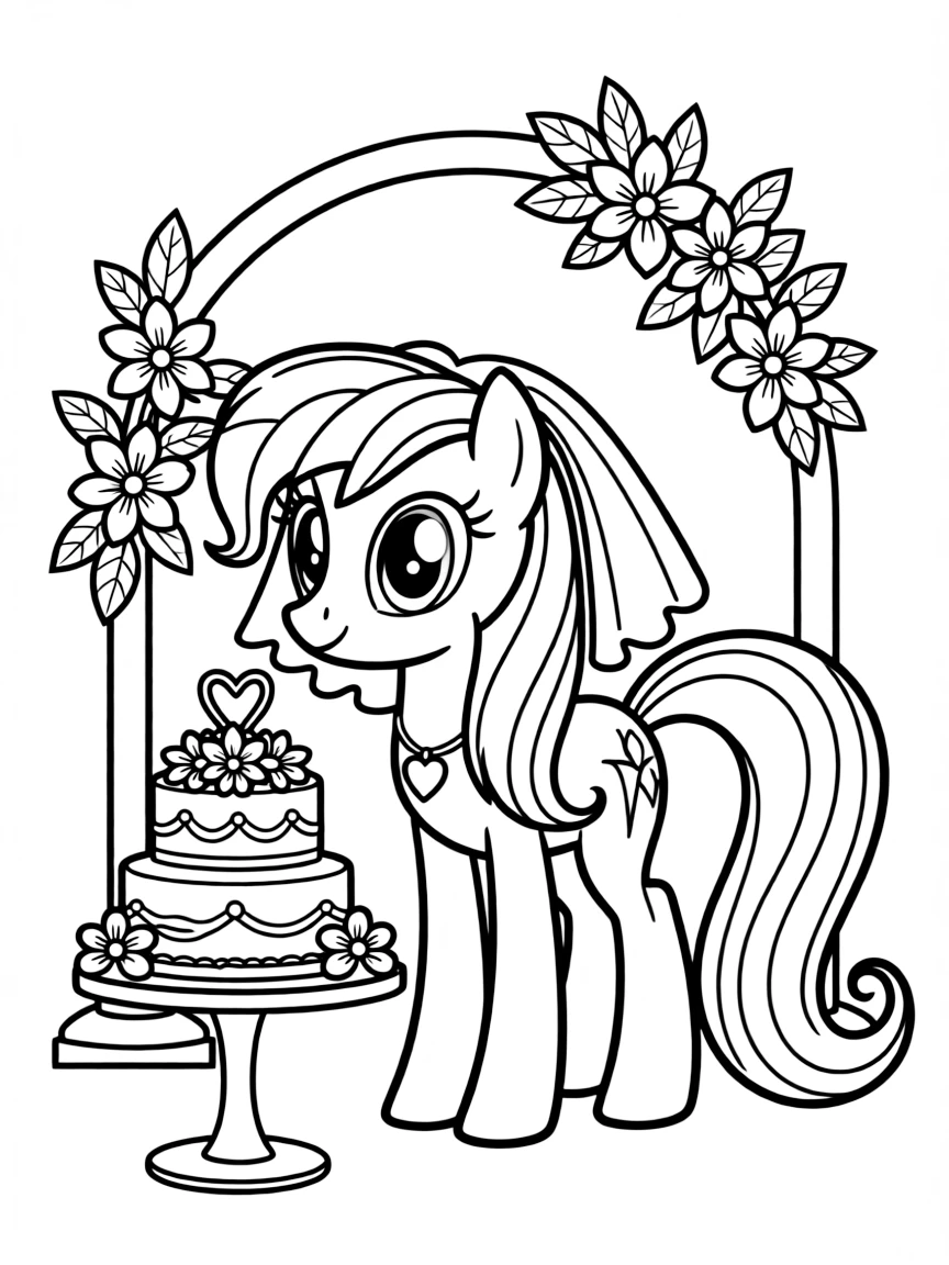 A simple outline of Princess Cadance at a wedding.