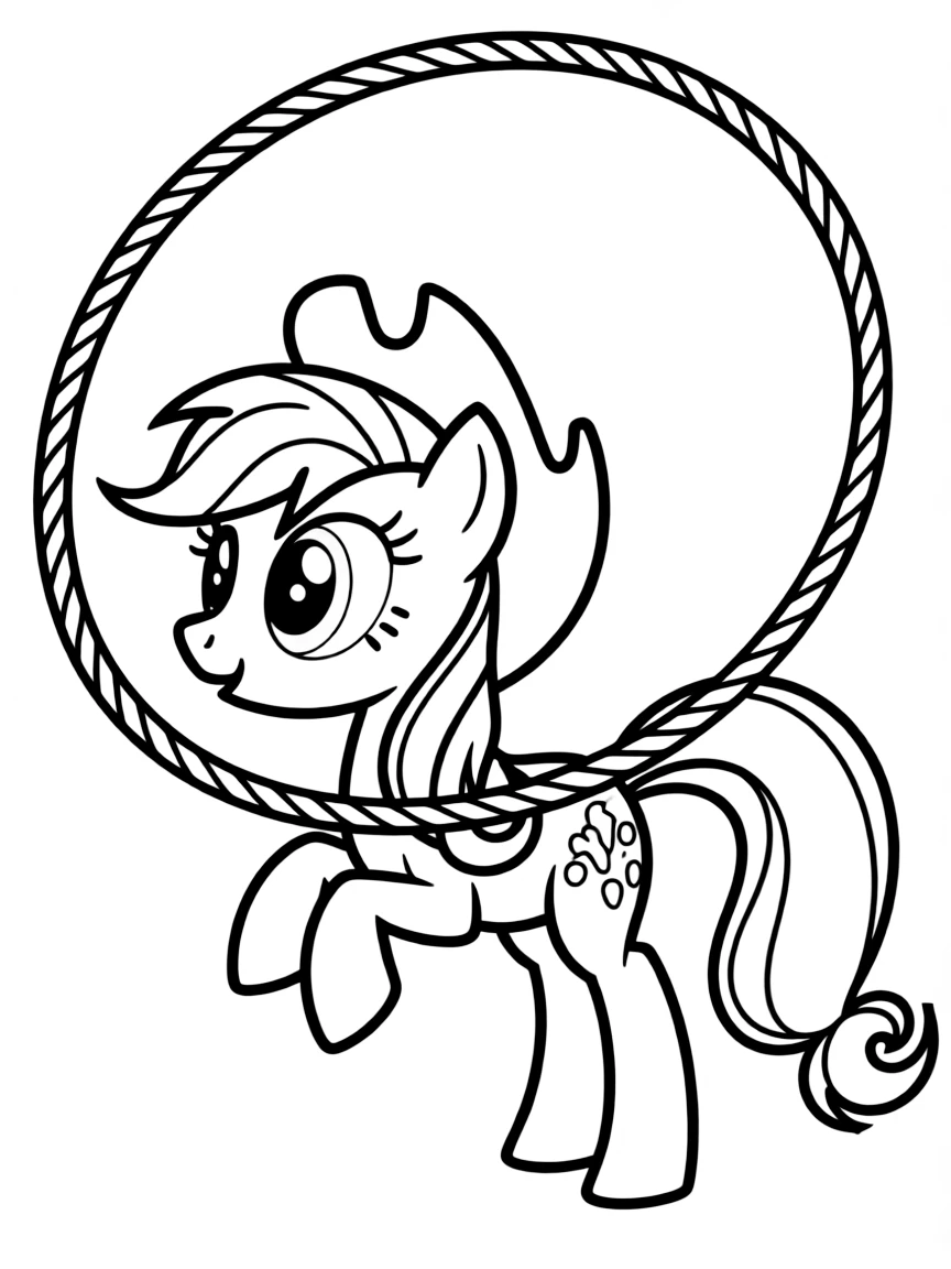 A simple outline of Applejack lassoing.