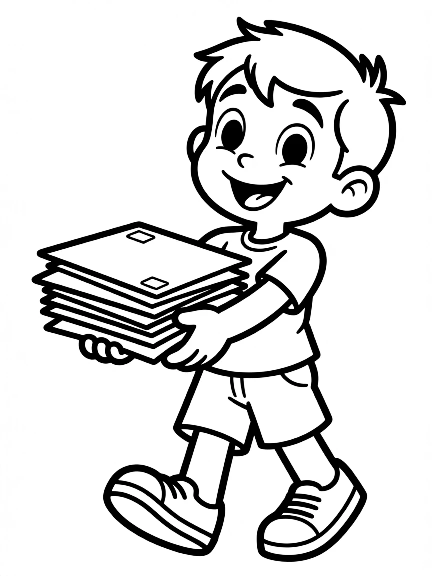 A simple outline of Spike carrying letters.