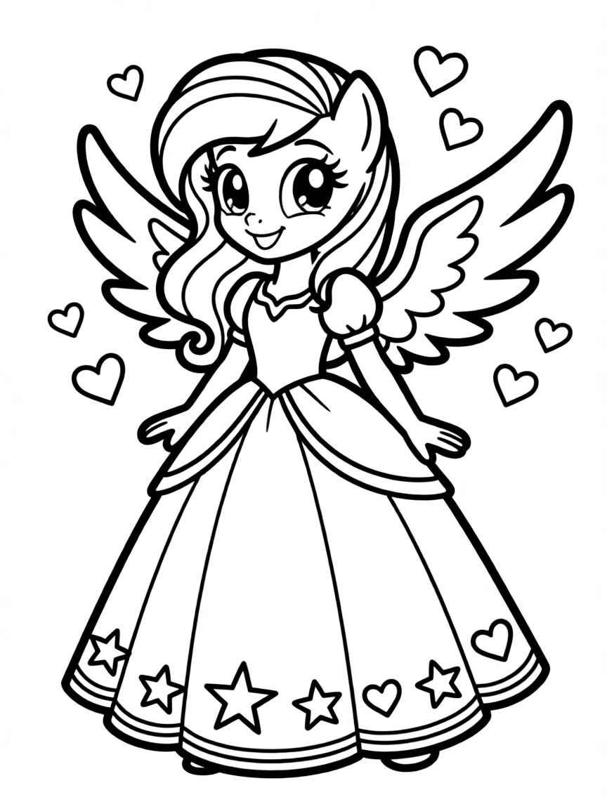 A simple outline of Princess Cadance showing love.
