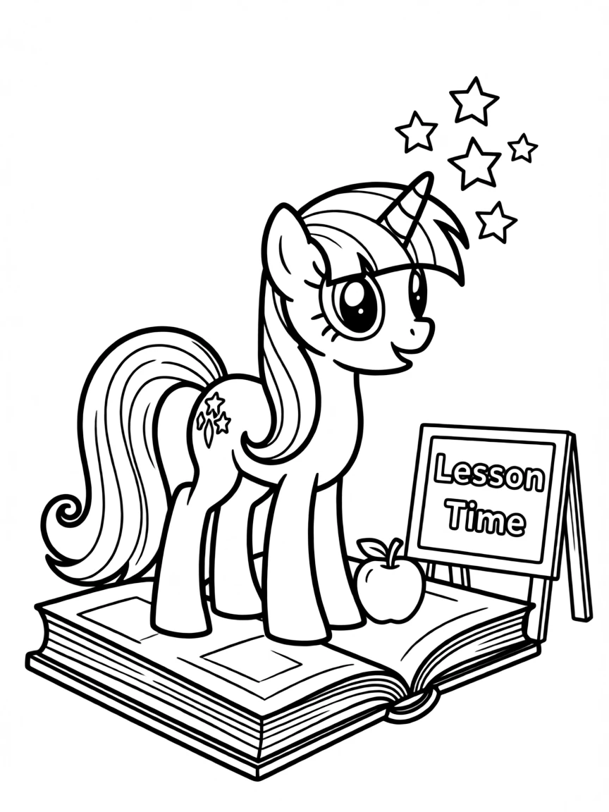 A simple outline of Twilight Sparkle teaching a lesson.