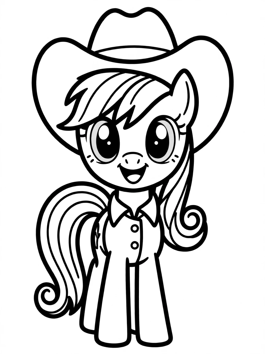 A simple outline of Applejack with a sweet smile.