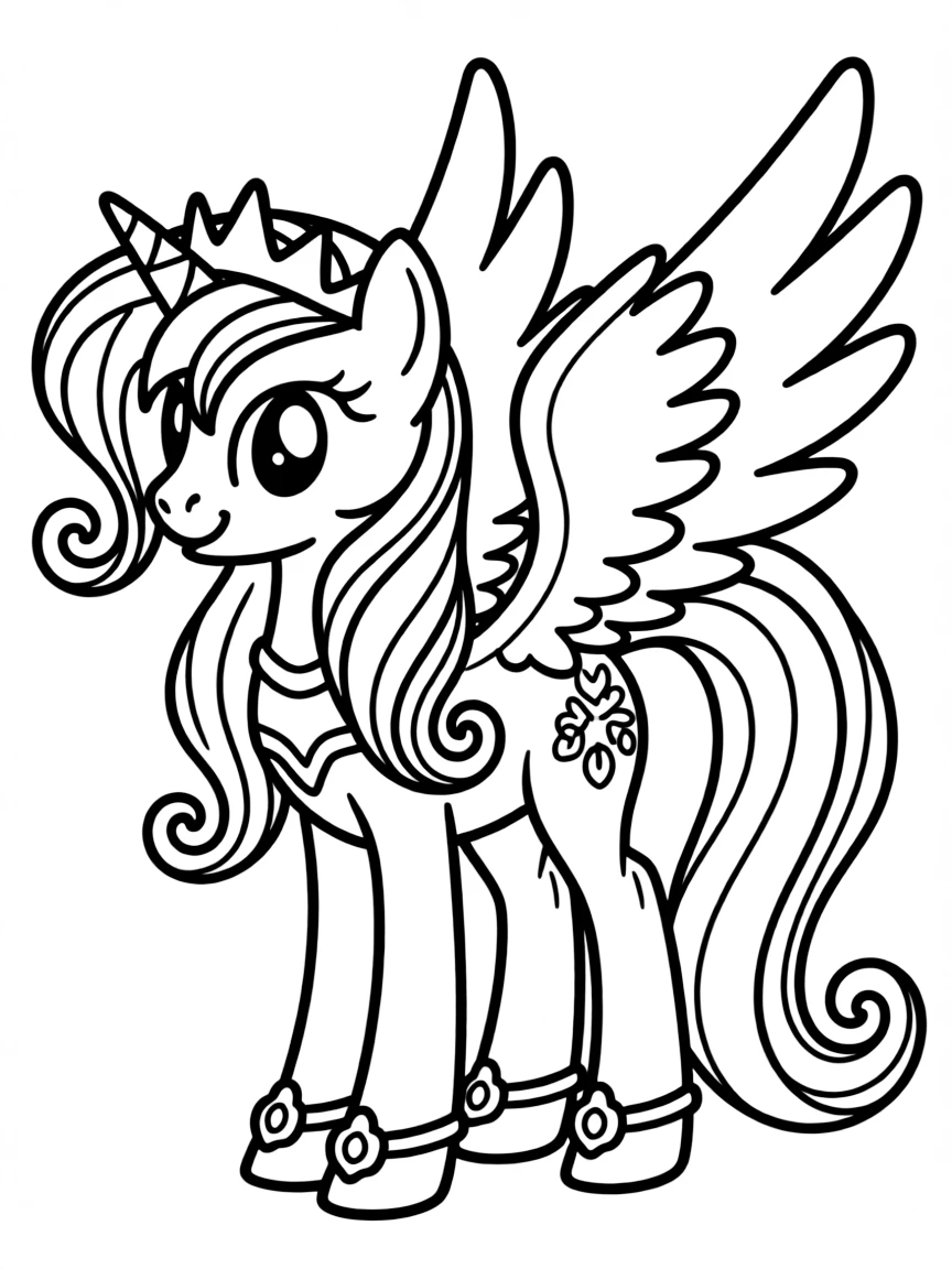 A simple outline of Princess Celestia looking majestic.