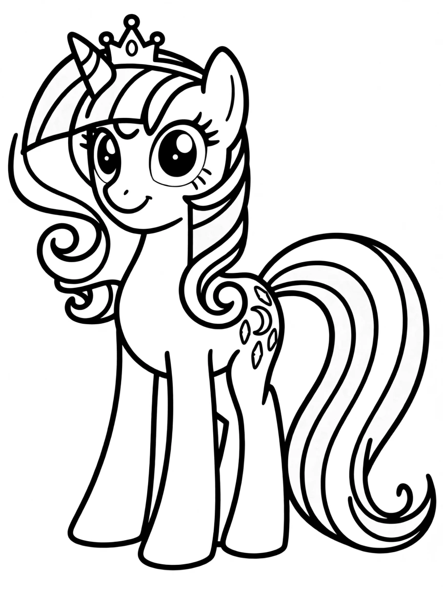 A simple outline of Princess Luna looking peaceful.