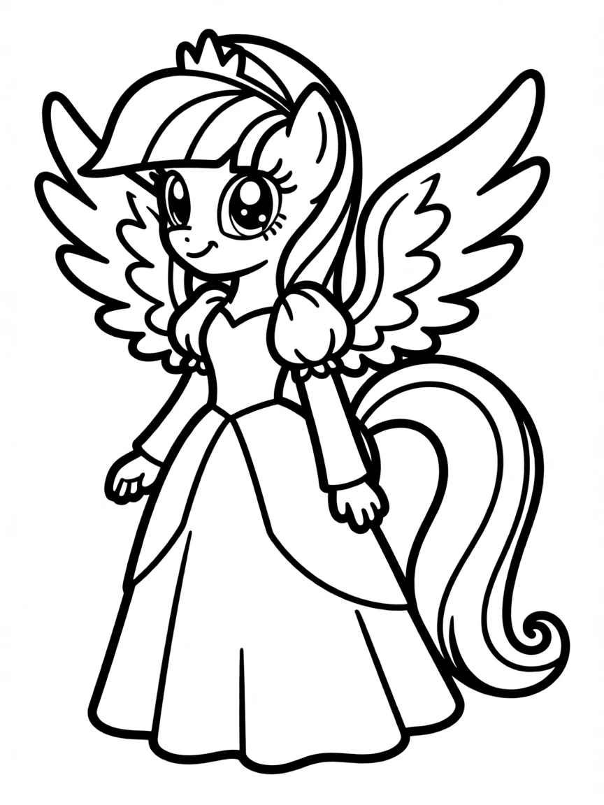 A simple outline of Princess Cadance looking kind.