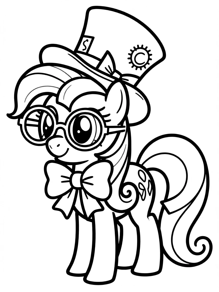 A simple outline of Pinkie Pie dressed up in a silly costume.