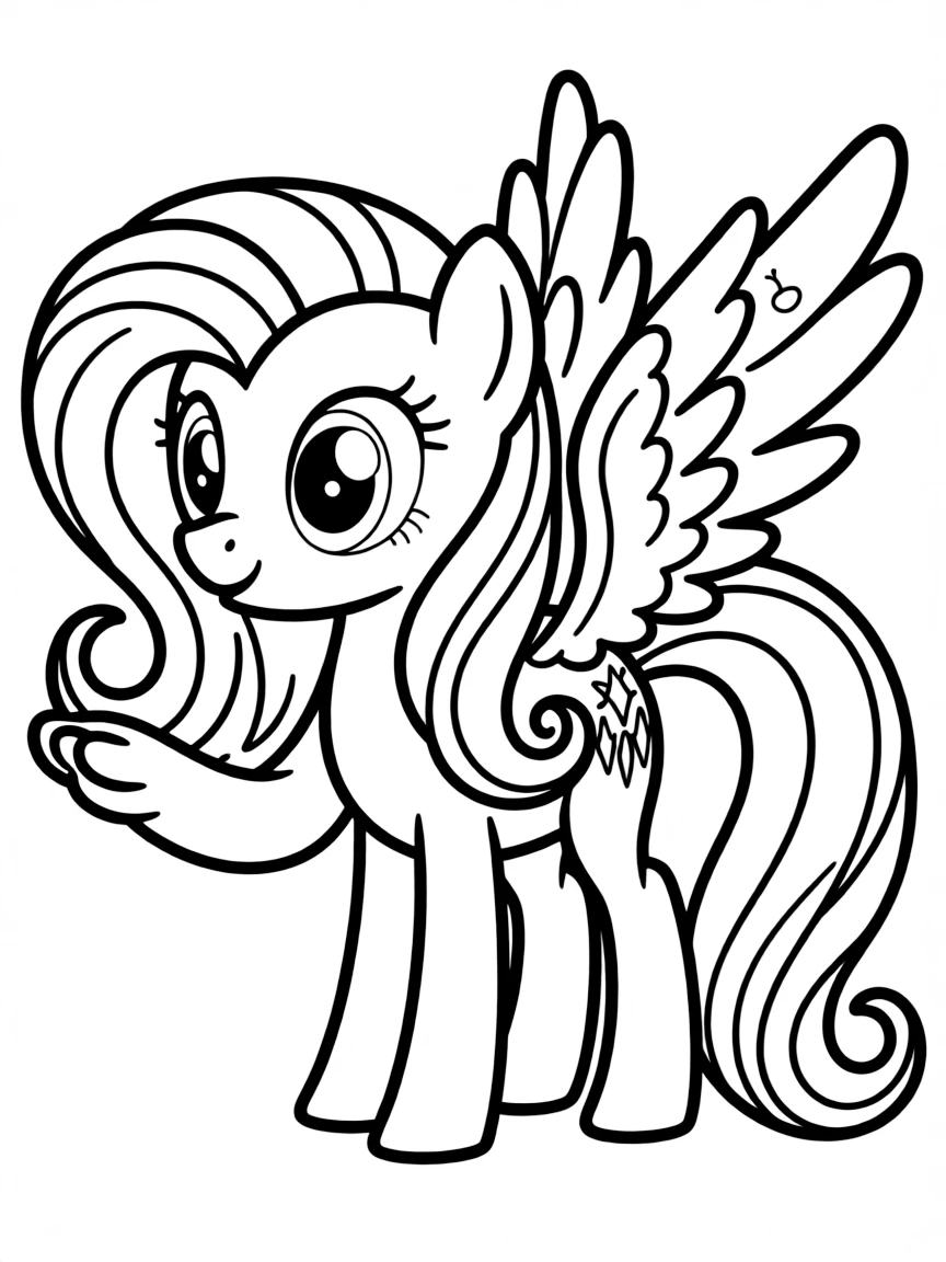 A simple outline of Fluttershy giving a gentle pat.