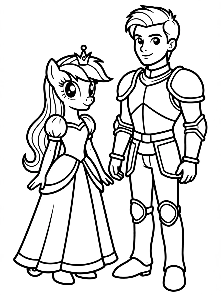 A simple outline of Princess Cadance and Shining Armor together.