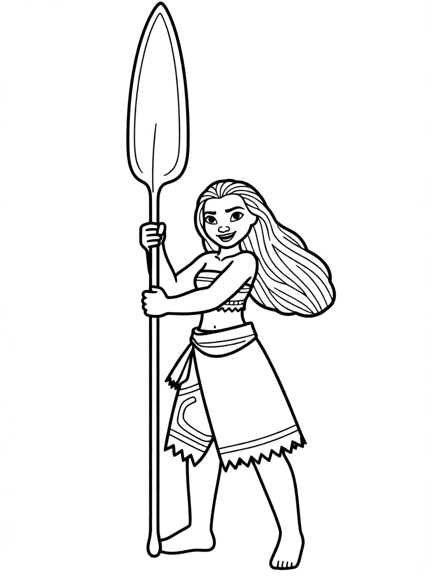 (characters in movie "Moana") Moana with her oar.