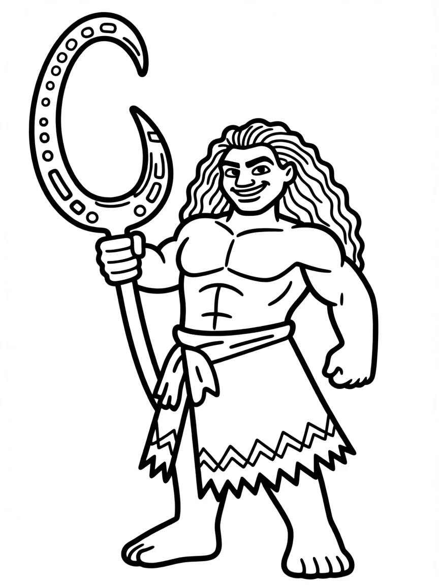 (characters in movie "Moana") Maui with his fishhook.