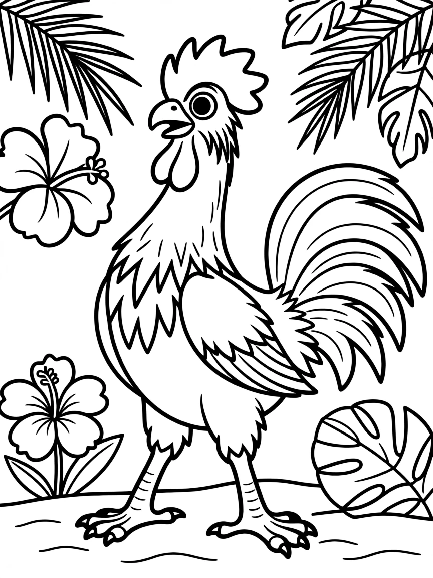 (characters in movie "Moana") Heihei the rooster.