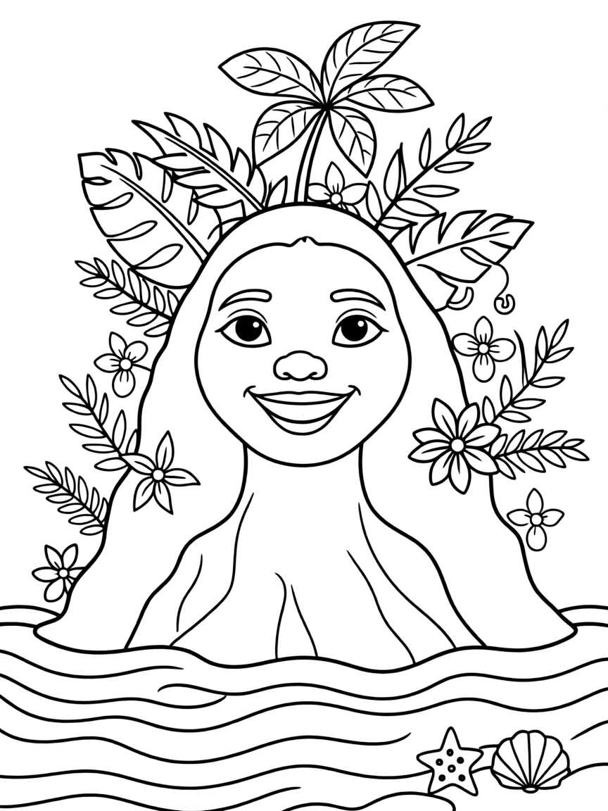 (characters in movie "Moana") Te Fiti as an island.