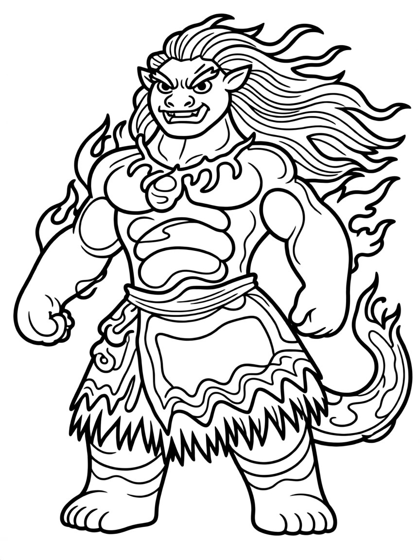 (characters in movie "Moana") Te Kā the lava monster.