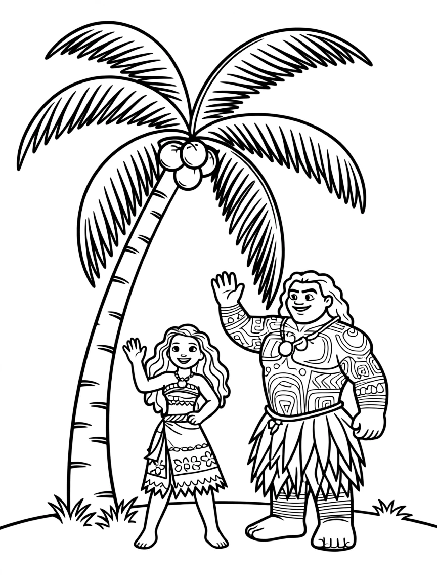 (characters in movie "Moana") A coconut tree.