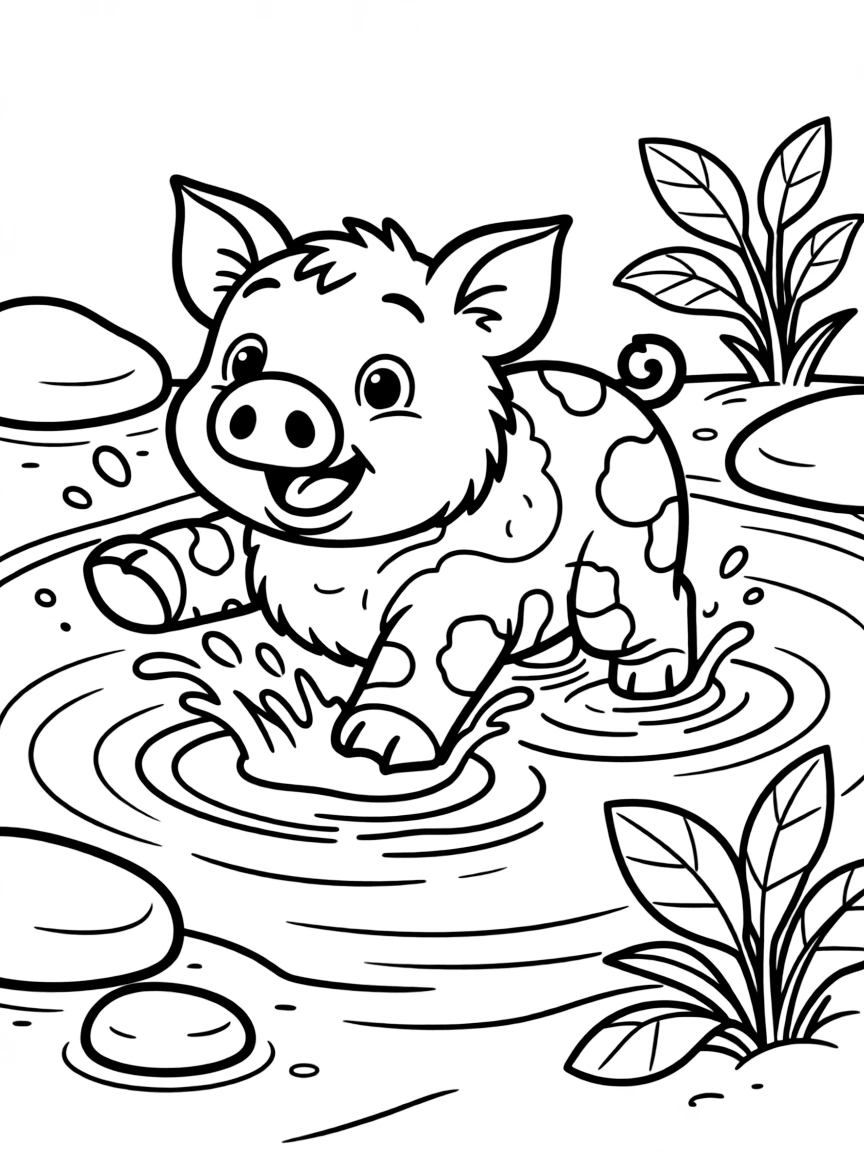 (characters in movie "Moana") Pua playing in the water.