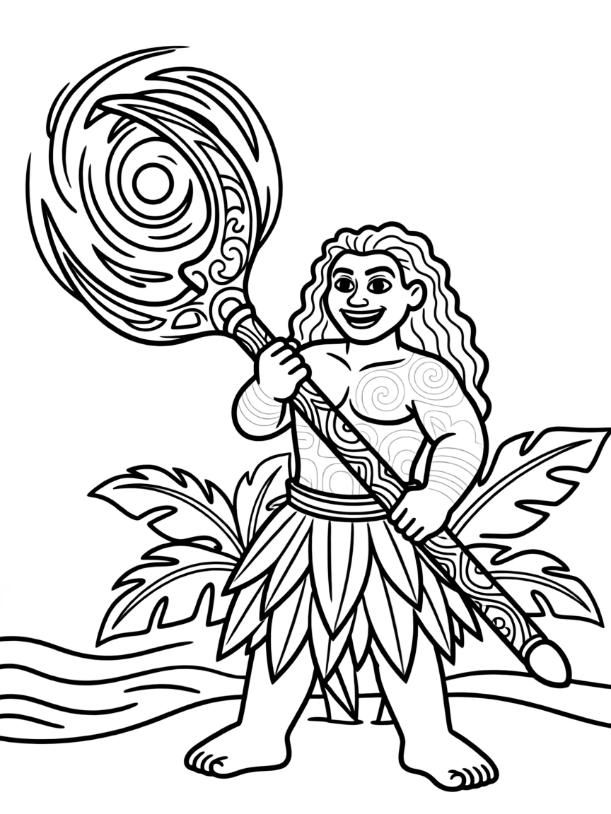 (characters in movie "Moana") Maui's fishhook glowing.