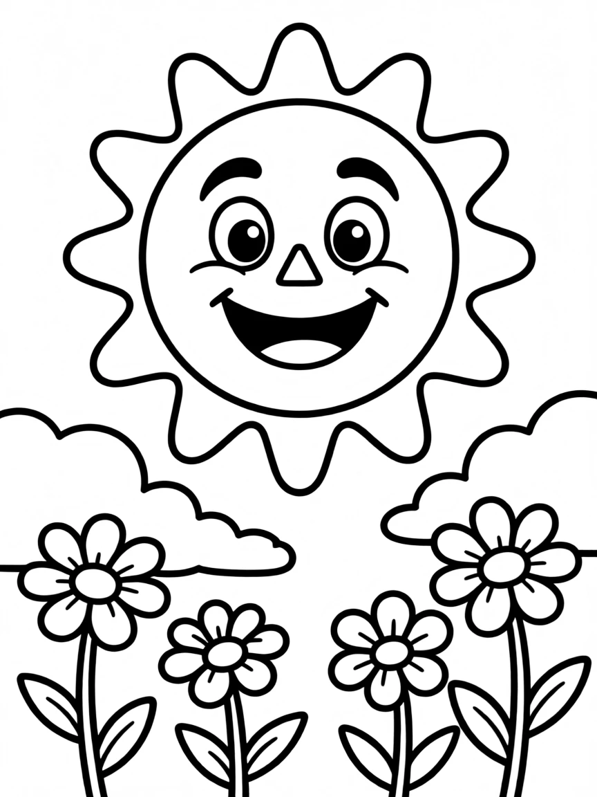 A happy sun smiling brightly.