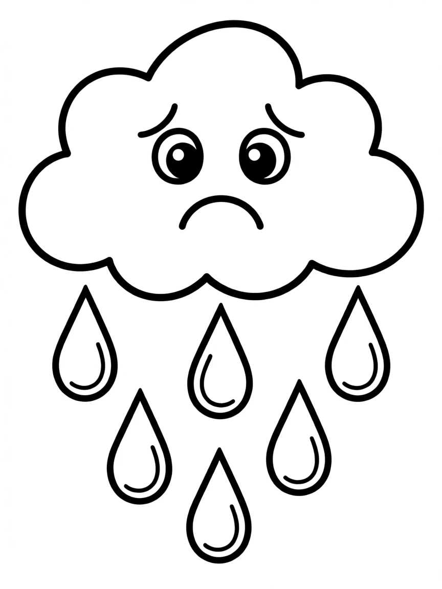 A sad cloud raining teardrops.