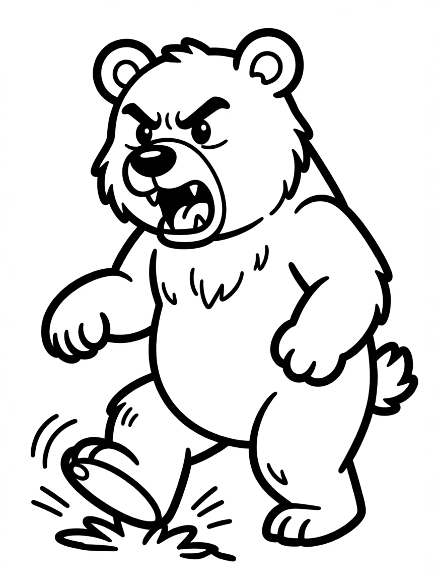 An angry bear stomping its foot.