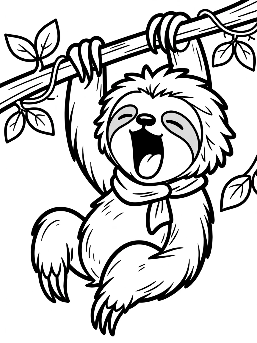 A bored sloth yawning.