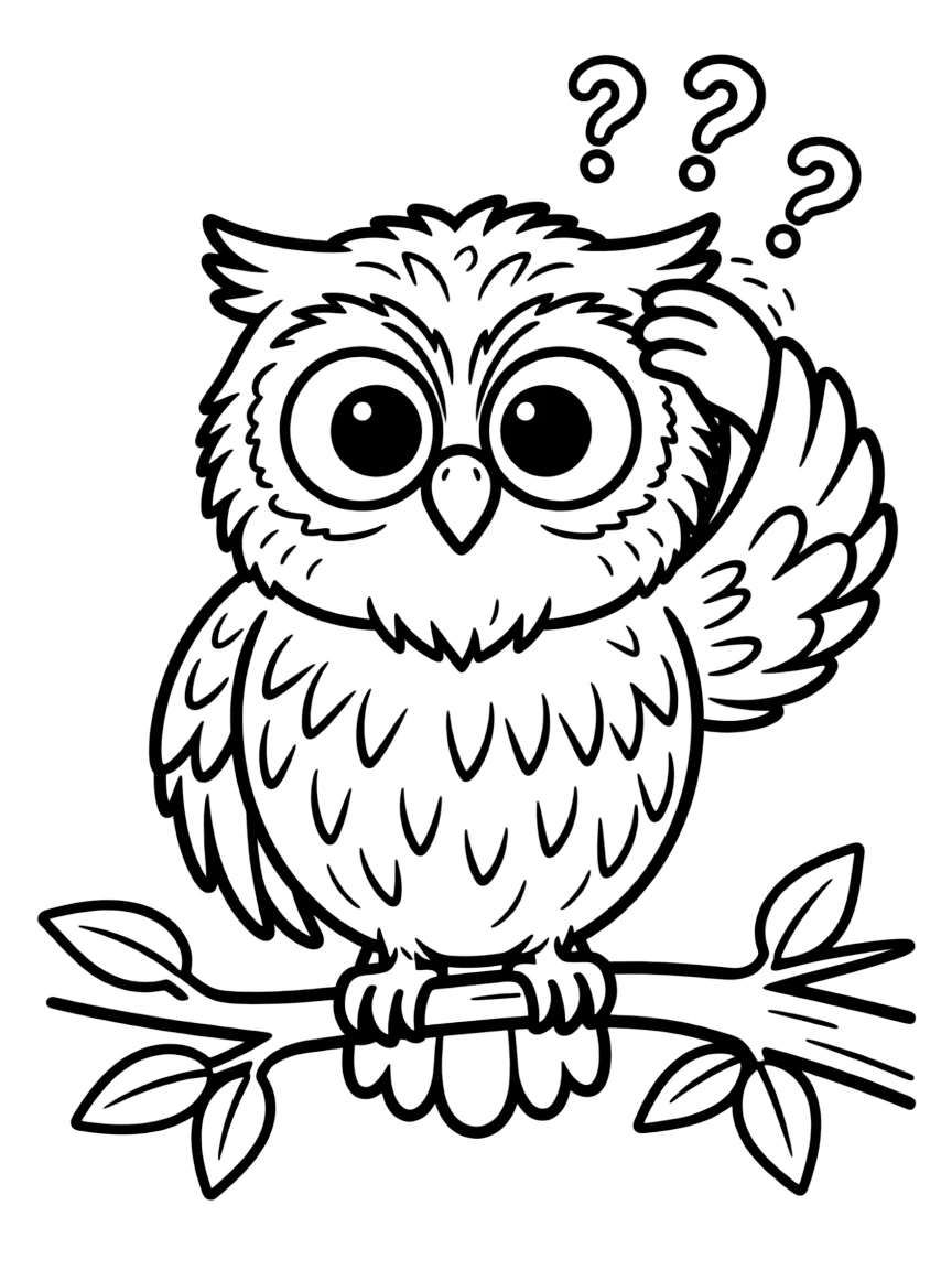 A confused owl scratching its head.