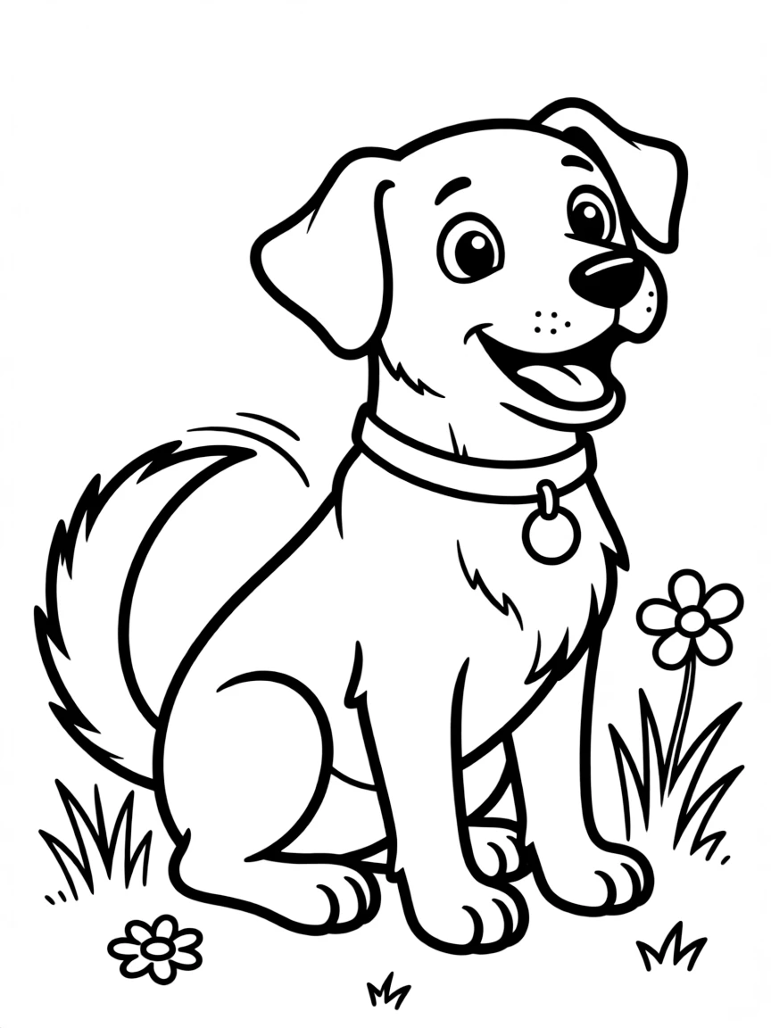 An excited dog wagging its tail.