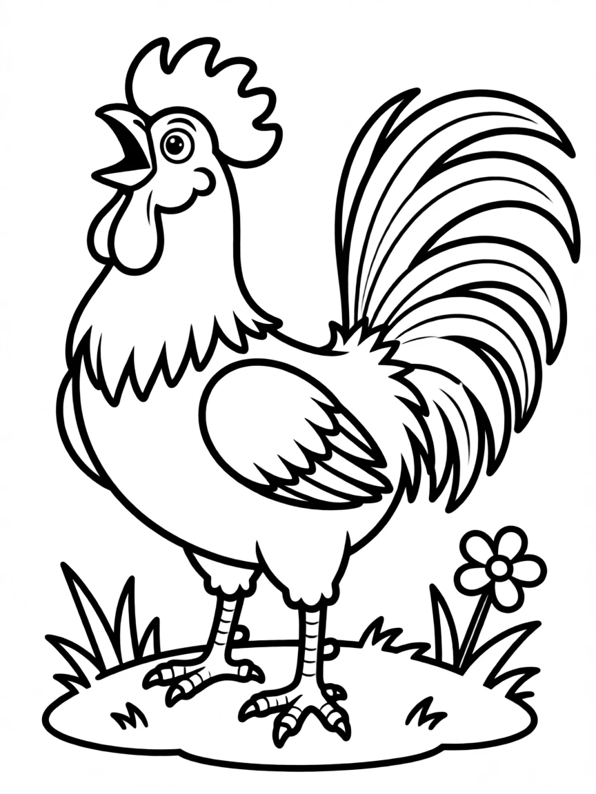 A proud rooster crowing.