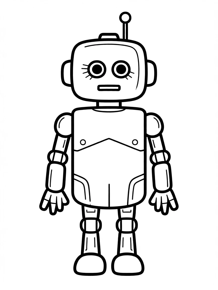 A bored robot standing still.
