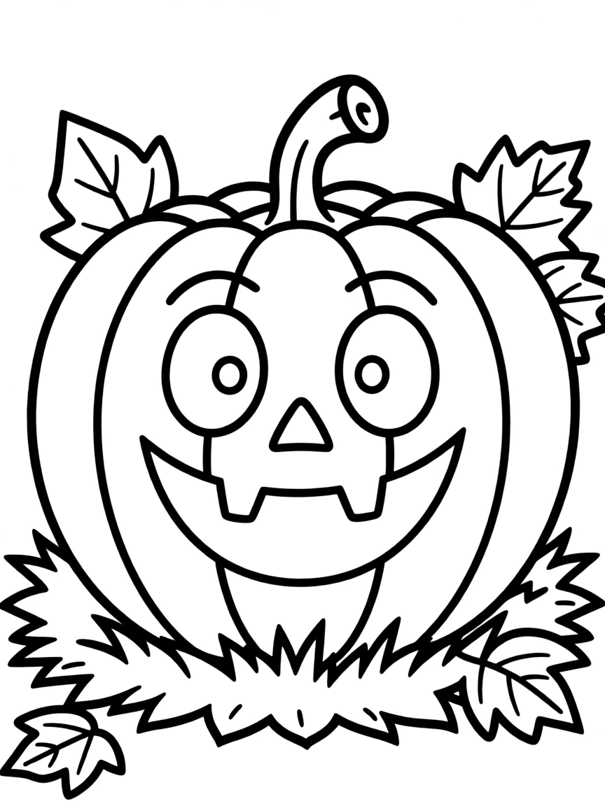 A surprised pumpkin with a carved smile.