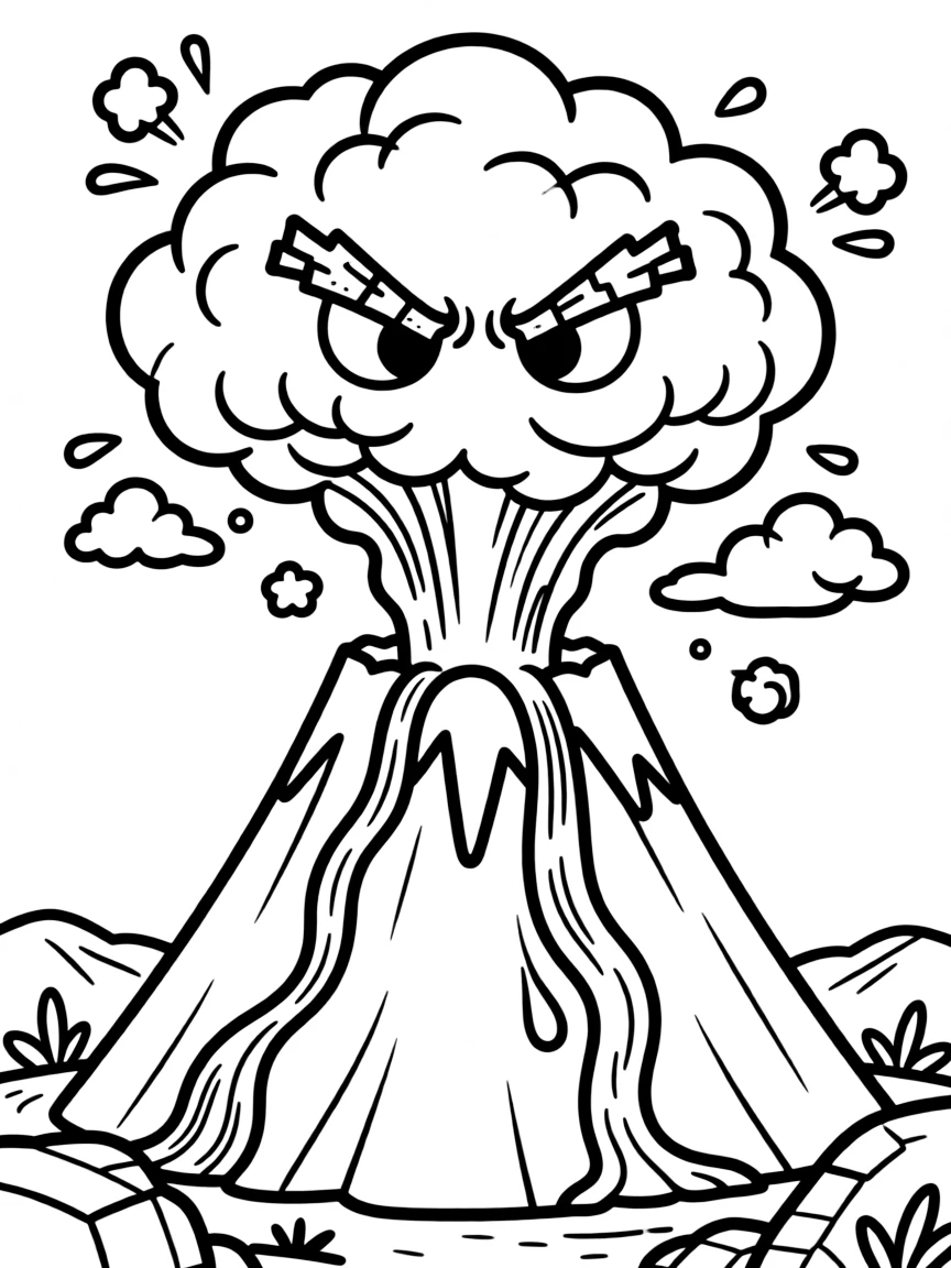 An angry volcano erupting.