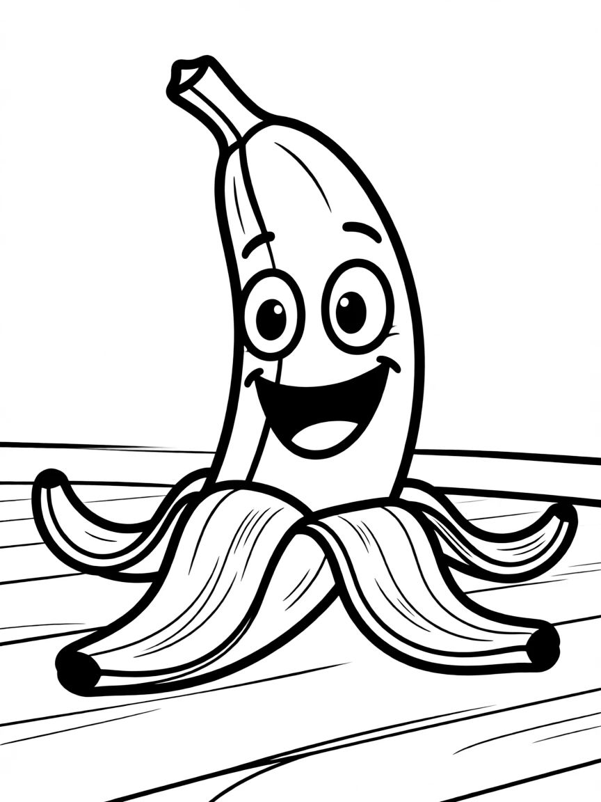 A laughing banana peel on the floor.
