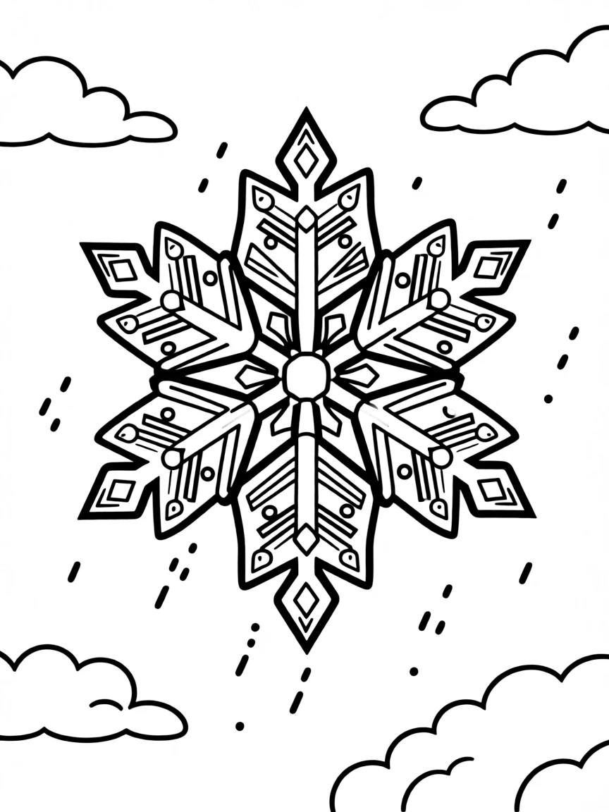A calm snowflake falling.