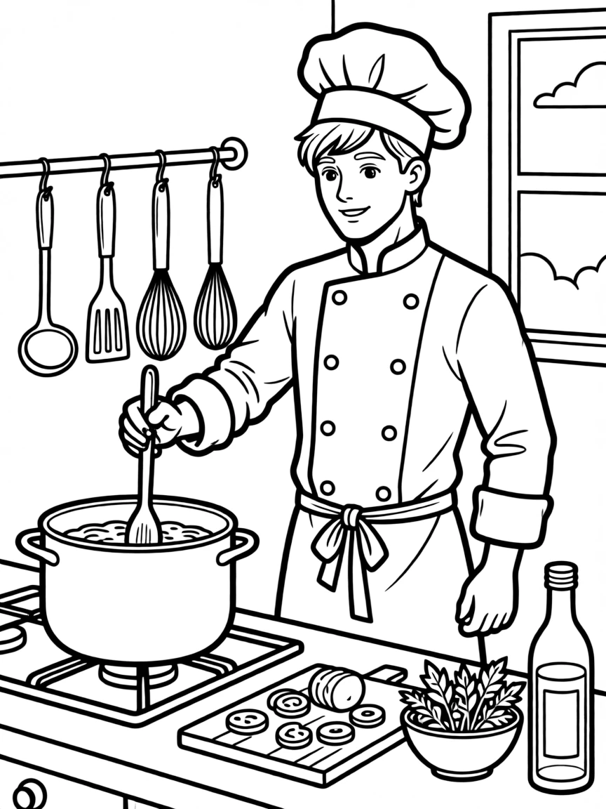 A brave chef cooking a meal.