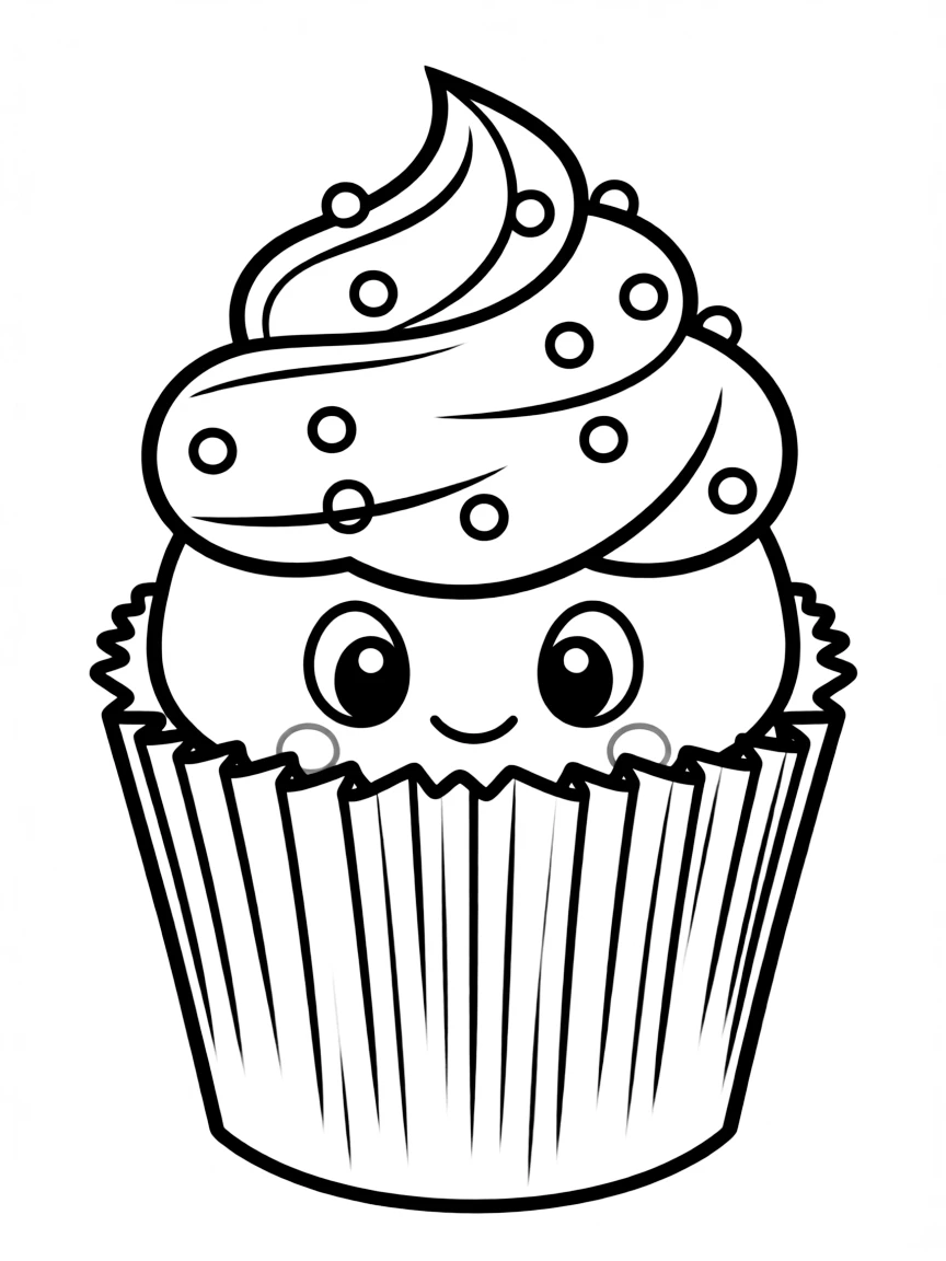 A shy cupcake peeking from wrapper.