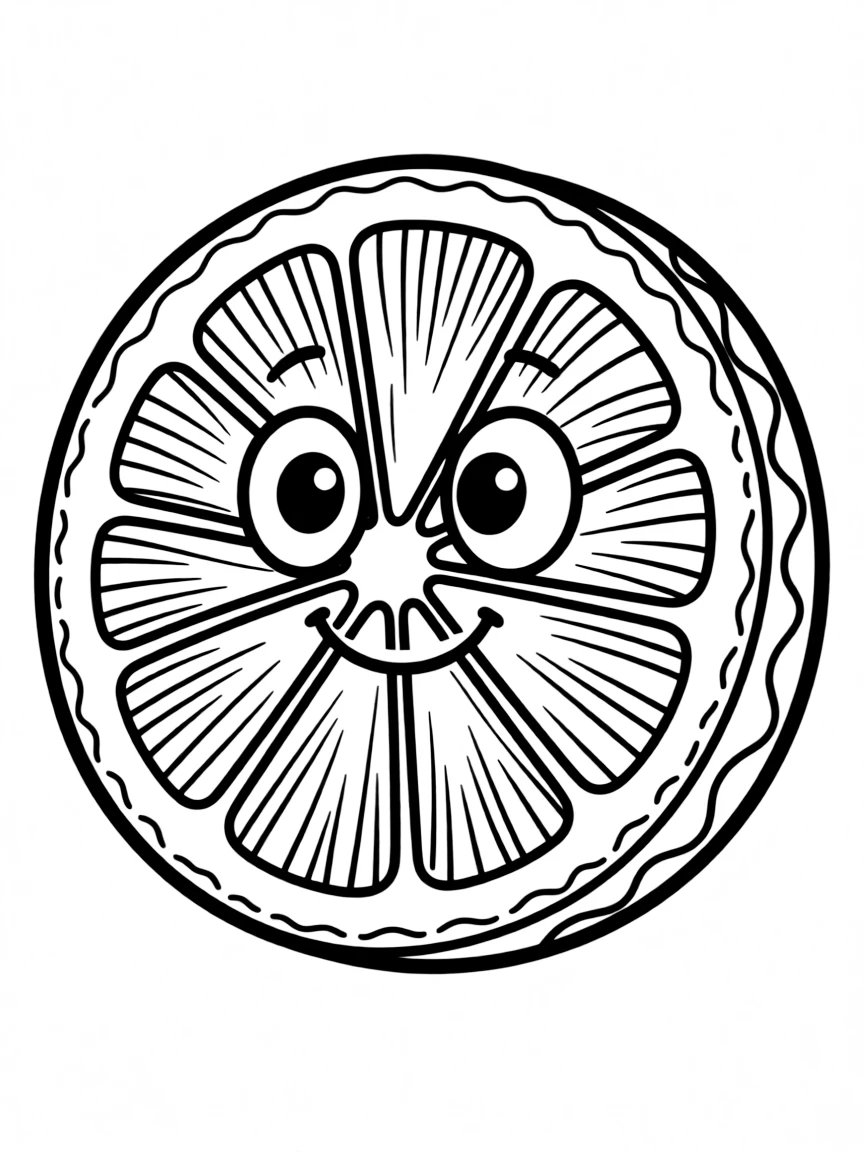 A calm orange slice smiling.