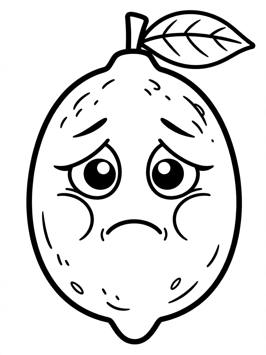 A sad lemon frowning.