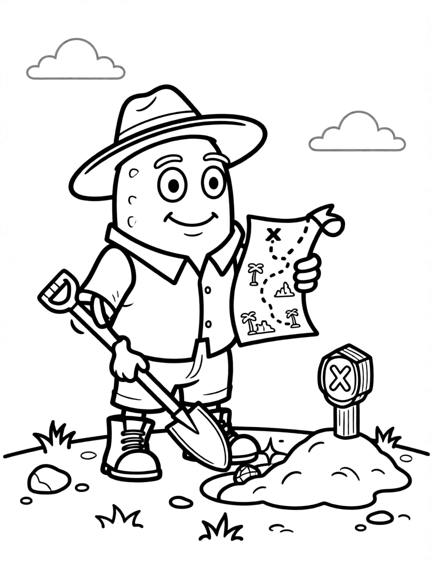A brave potato digging for treasure.