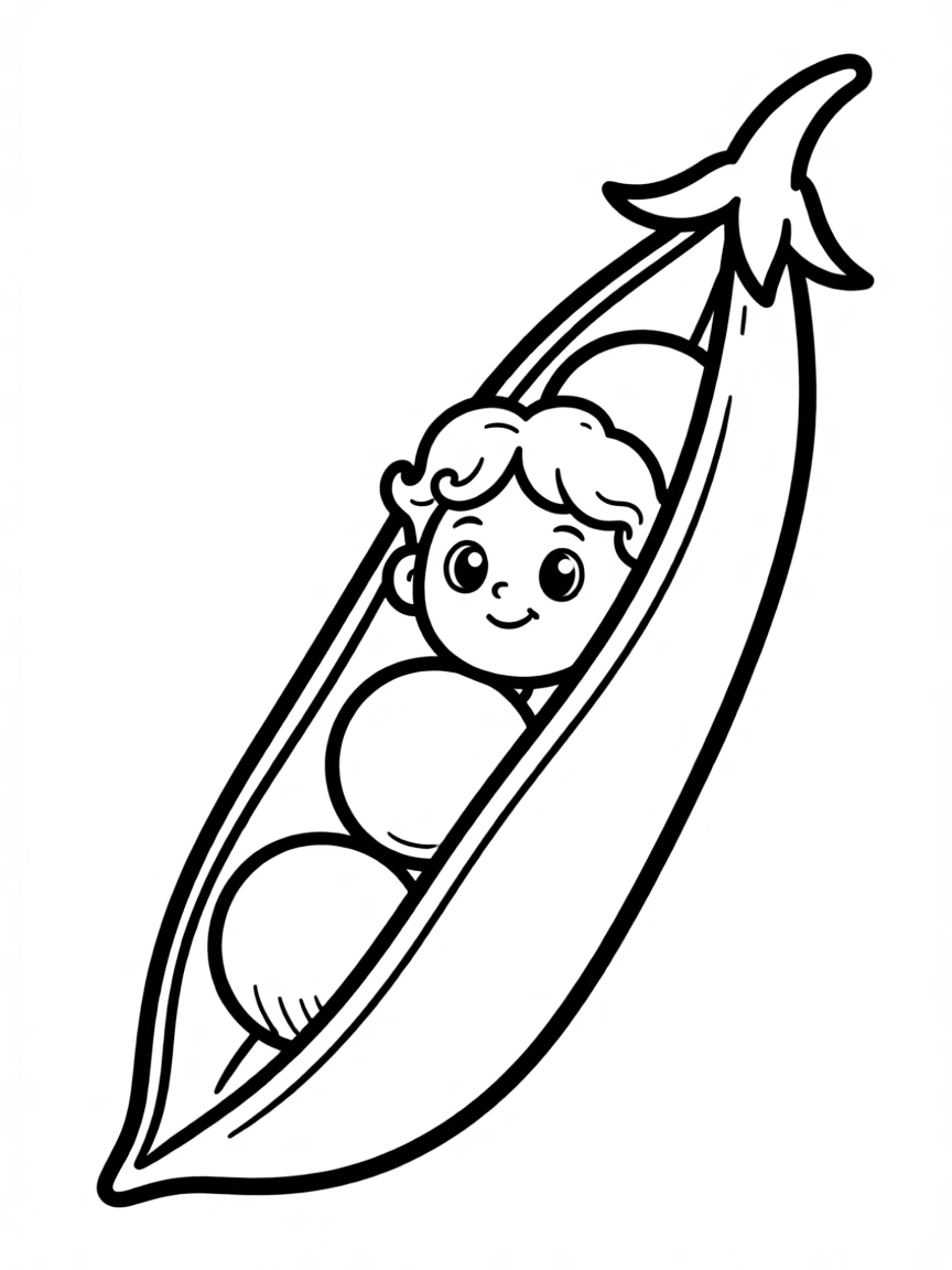 A shy pea hiding in a pod.